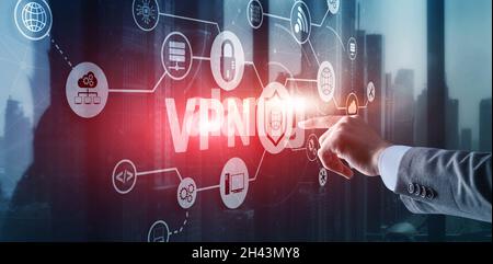 Virtual private network VPN. Provides privacy, anonymity and security to users by creating a private network connection across a public network connec Stock Photo