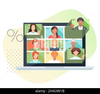 Online Meeting - Remote Working - Stock Illustration as EPS 10 File Stock Vector