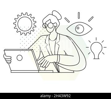 Employee Working Process - Abstract Illustration as EPS 10 File Stock Vector