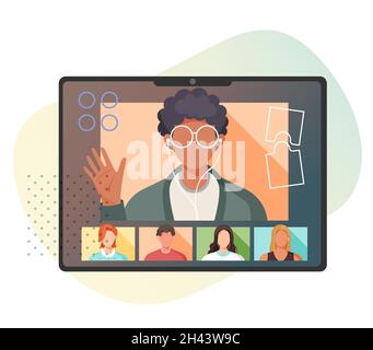 Online Meeting - Remote Working - Stock Illustration as EPS 10 File Stock Vector