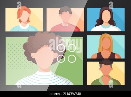 Online Meeting - Remote Working - Stock Illustration as EPS 10 File Stock Vector