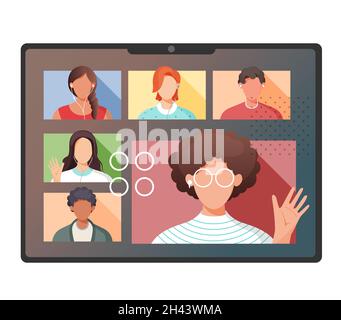 Online Meeting - Remote Working - Stock Illustration as EPS 10 File Stock Vector
