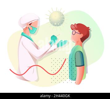 Nasal Swab - Nasopharyngeal Swab Testing for Children - Icon as eps 10 File. Stock Vector