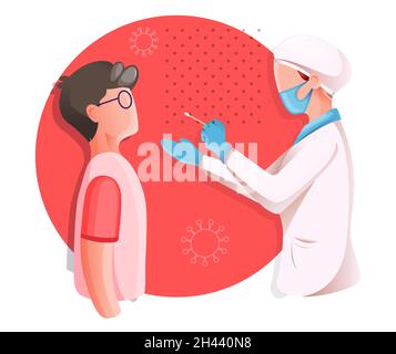 Nasal Swab - Nasopharyngeal Swab Testing for Children - Icon as eps 10 File. Stock Vector