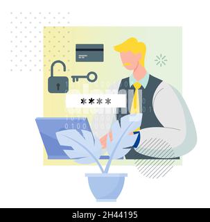 Gaining Login Access Concept Illustration as EPS 10 File Stock Vector