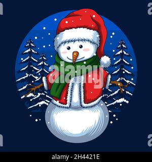 Merry christmas snowman vector illustration Stock Vector