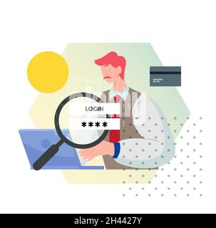 Gaining Login Access Concept Illustration as EPS 10 File Stock Vector