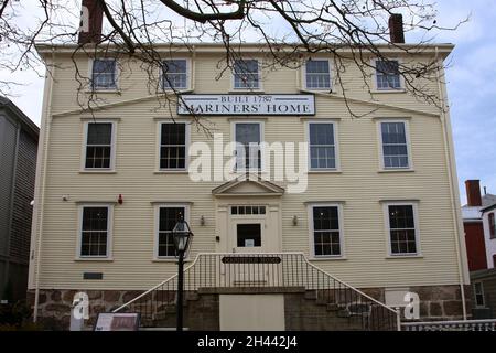 Massachusetts; New Bedford; Mariners Home; Seamens Bethel; Johnny Cake Hill; Johnny Cake Hill, aka Bethel Street, Stock Photo