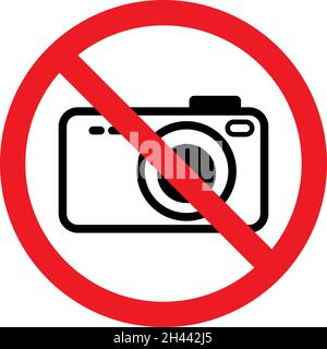 No camera sign. Cameras prohibited in this area. Safety signs and symbols. Stock Vector