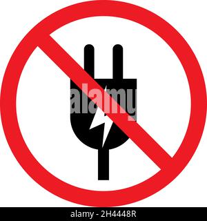 No electricity sign vector. Black on White background. Safety signs and symbols. Stock Vector