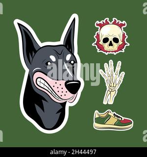 wild love stickers four set icons Stock Vector