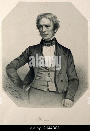 Michael Faraday. Lithograph by T. H. Maguire, 1851. Stock Photo