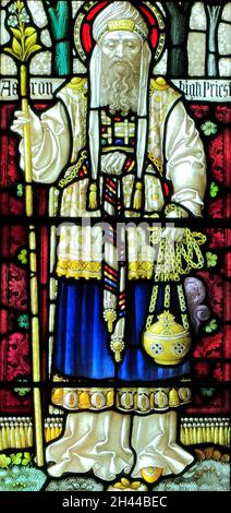 Aaron, High Priest, Old Hunstanton, stained glass window, by Clayton and Bell, c.1890, Norfolk Stock Photo