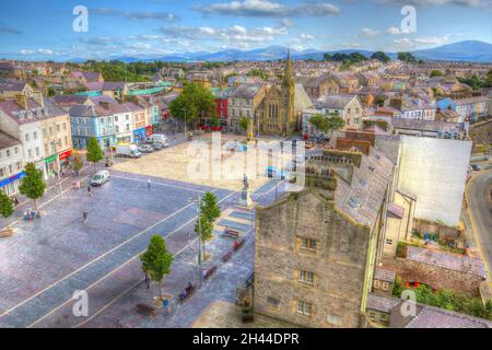 Caernarfon town view North Wales UK in summer on a beautiful day Stock Photo