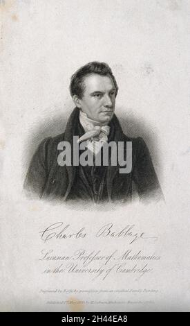 Charles Babbage. Stipple engraving by R. Roffe, 1833. Stock Photo
