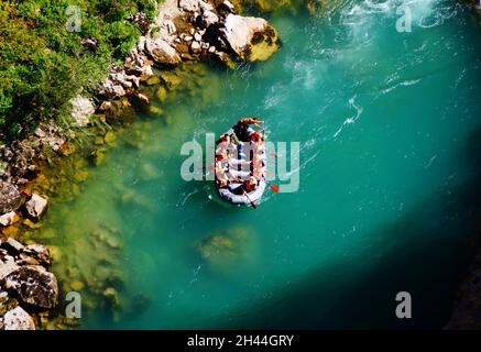 Rafting along Tara River Canyon in Montenegro Stock Photo