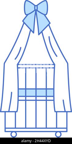 Baby crib isolated thin line icon. Outline style Stock Vector