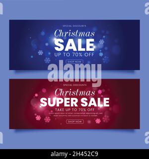 blurred christmas sales banners set vector design illustration Stock Vector