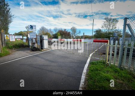 Railroad crossing on country road near Canterbury, Kent, England. Stock Photo