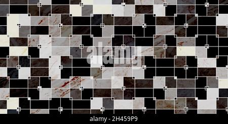 Geometric pattern luxury dark background with square shape and marble texture Stock Vector