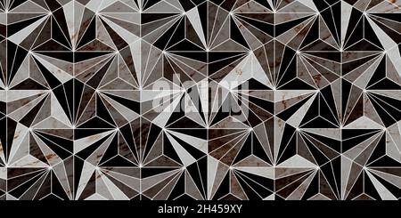 Geometric pattern dark background with triangle shape and marble texture Stock Vector