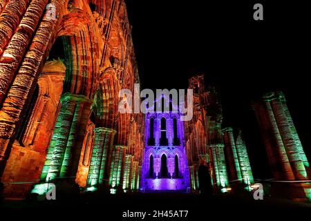 Whitby Abbey Illuminations in North Yorkshire,UK Stock Photo