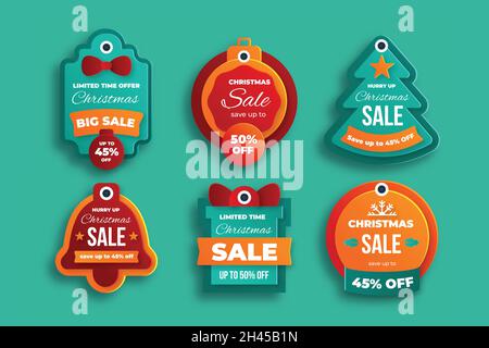 christmas sale tag collection vector design illustration Stock Vector