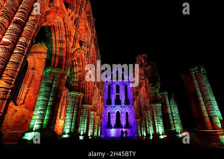 Whitby Abbey Illuminations in North Yorkshire,UK Stock Photo