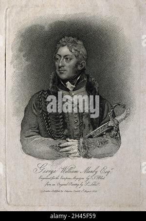 George William Manby. Stipple engraving by T. Blood, 1813, after S. Lane. Stock Photo