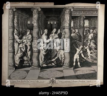 Illustration of Saint Peter and Saint John Healing the Lame Man Outside ...