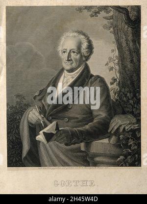 Johann Wolfgang von Goethe. Line engraving by Carl August Schwerdgeburth, 1832. Stock Photo