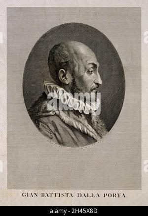 Giovanni Battista della Porta. Line engraving by P. Becceni after G. Bossi. Stock Photo