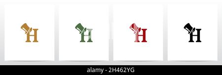 Top Hat On Letter Logo Design H Stock Vector