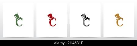 Top Hat On Letter Logo Design C Stock Vector