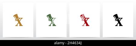 Top Hat On Letter Logo Design X Stock Vector