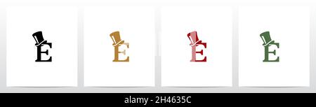 Top Hat On Letter Logo Design E Stock Vector