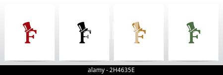 Top Hat On Letter Logo Design F Stock Vector