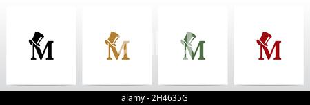 Top Hat On Letter Logo Design M Stock Vector