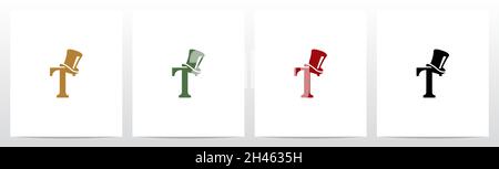 Top Hat On Letter Logo Design T Stock Vector