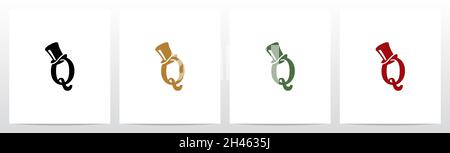 Top Hat On Letter Logo Design Q Stock Vector