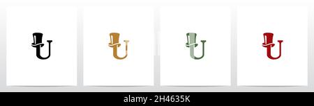 Top Hat On Letter Logo Design U Stock Vector