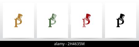 Top Hat On Letter Logo Design P Stock Vector