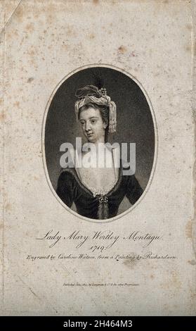 Lady Mary Wortley Montagu. Stipple engraving by Caroline Watson, 1813, after J. Richardson, 1719. Stock Photo