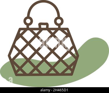 Green small handbag, illustration, vector, on a white background. Stock Vector