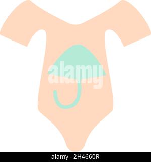 Beige baby suit with umbrella, illustration, vector, on a white background. Stock Vector