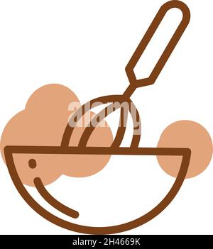 Mixing dough, illustration, vector, on a white background. Stock Vector