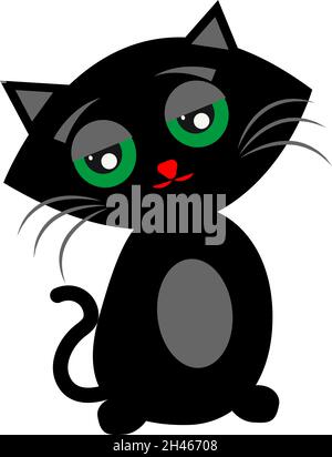 Sad cat, illustration, vector, on a white background. Stock Vector