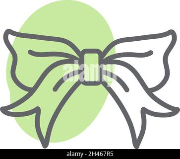 Unique green bow, illustration, vector, on a white background. Stock Vector