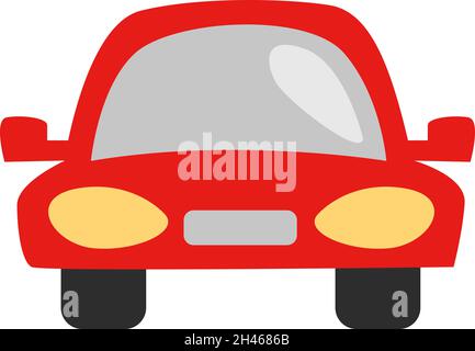 Bright red car, illustration, vector, on a white background. Stock Vector