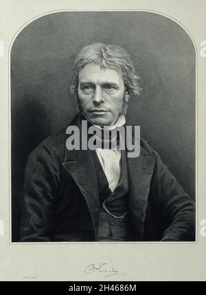 Michael Faraday. Lithograph. Stock Photo